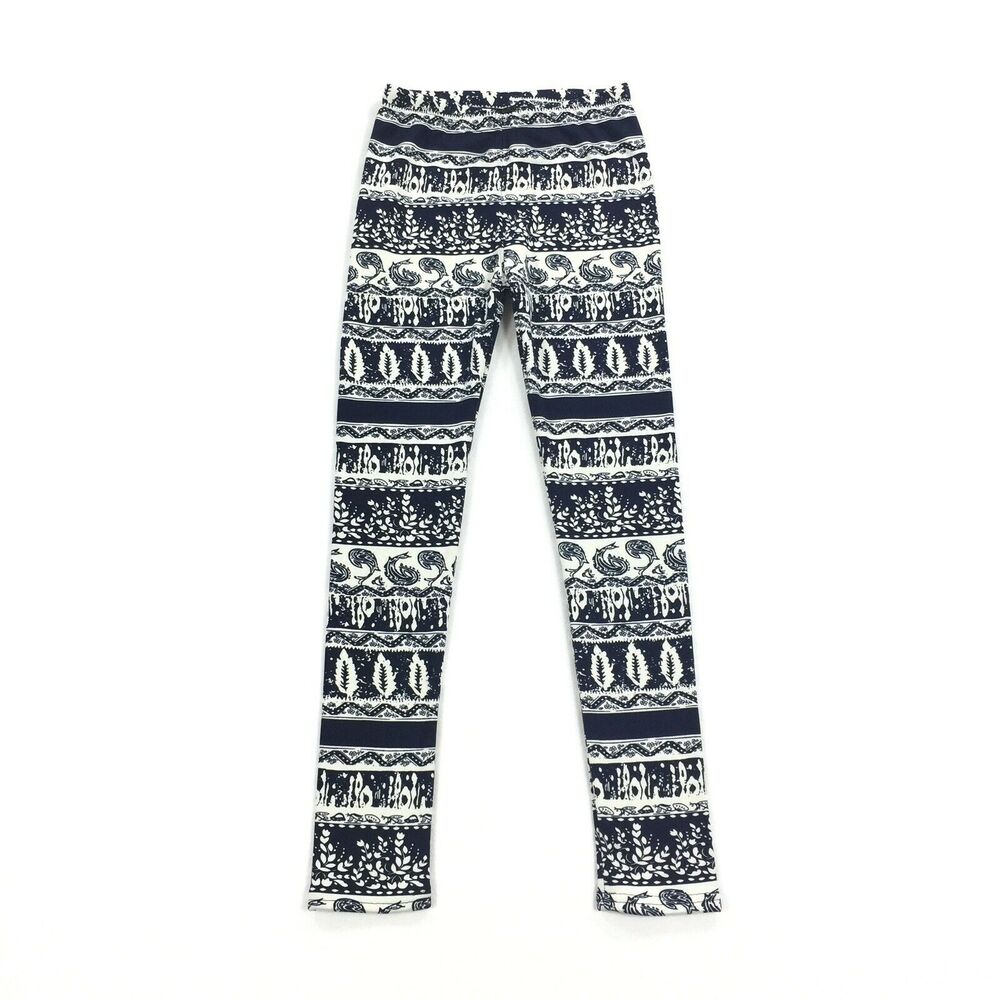 Just Cozy Fleece Lined Warm Leggings OSFM Fits Size Small Black White Winter